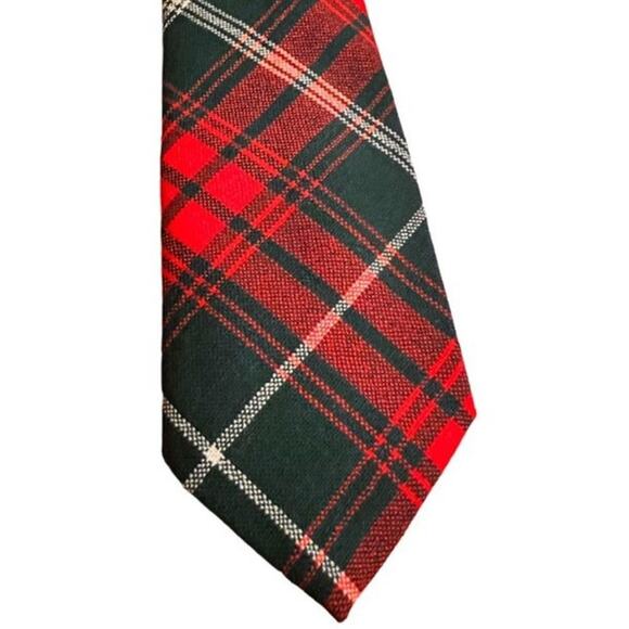 VTG Scottish Wool Plaid Tartan Tie Red Green White Clan Duke Rothesay Heritage - Picture 3 of 6